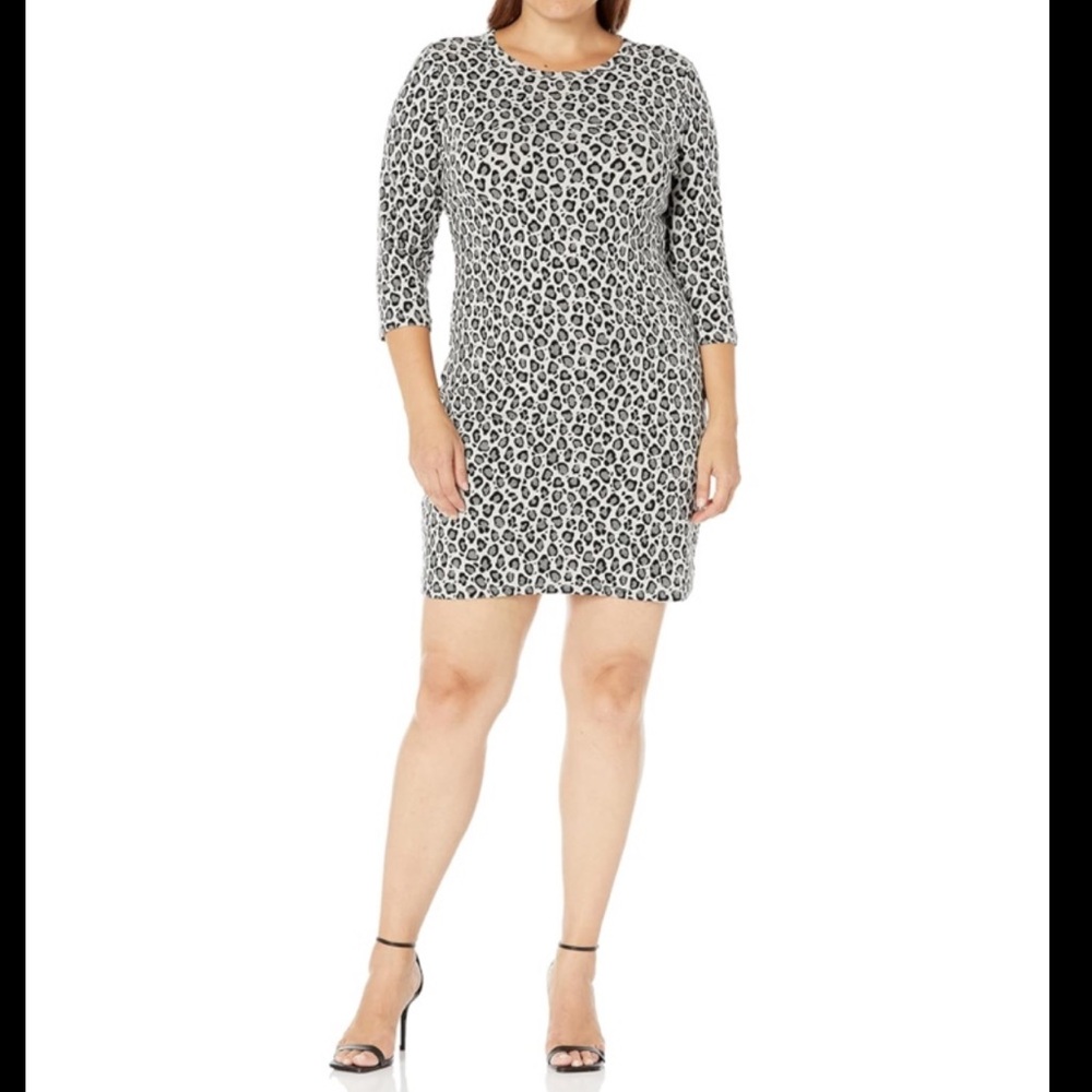 •HP•Touched By Nature 100% Organic Cotton Snow Leopard Midi Shift Dress size XL